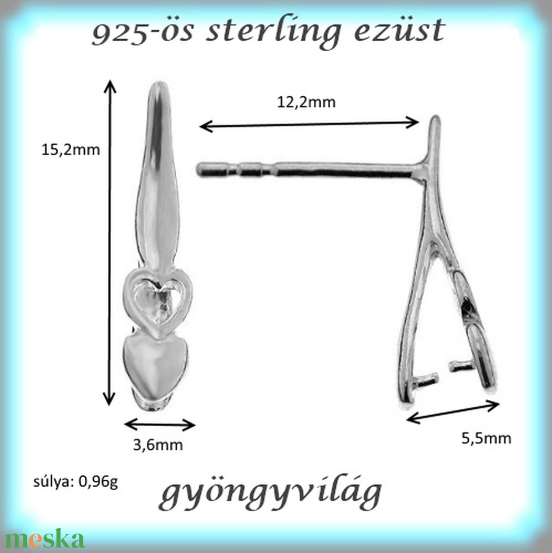 925-ös sterling ezüst ékszerkellék: fülbevaló kapocs, bedugós EFK B 31 - kellékek & szerszámok - gyöngy, ékszerkellék - egyéb alkatrész - Meska.hu