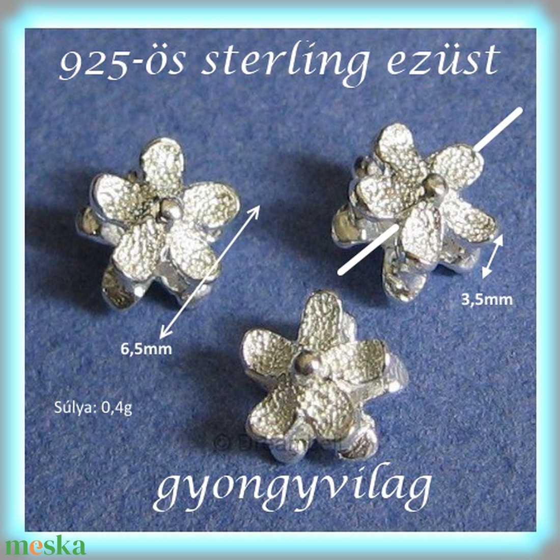 925-ös sterling ezüst ékszerkellék: köztes / gyöngy / dísz  EKÖ 72 - kellékek & szerszámok - gyöngy, ékszerkellék - fém köztesek - Meska.hu