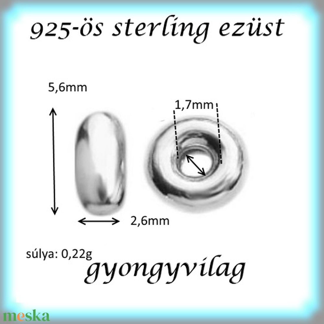 925-ös ezüst köztes / gyöngy / dísz EKÖ 77 - kellékek & szerszámok - gyöngyfűzés kellékek - fém köztesek - Meska.hu