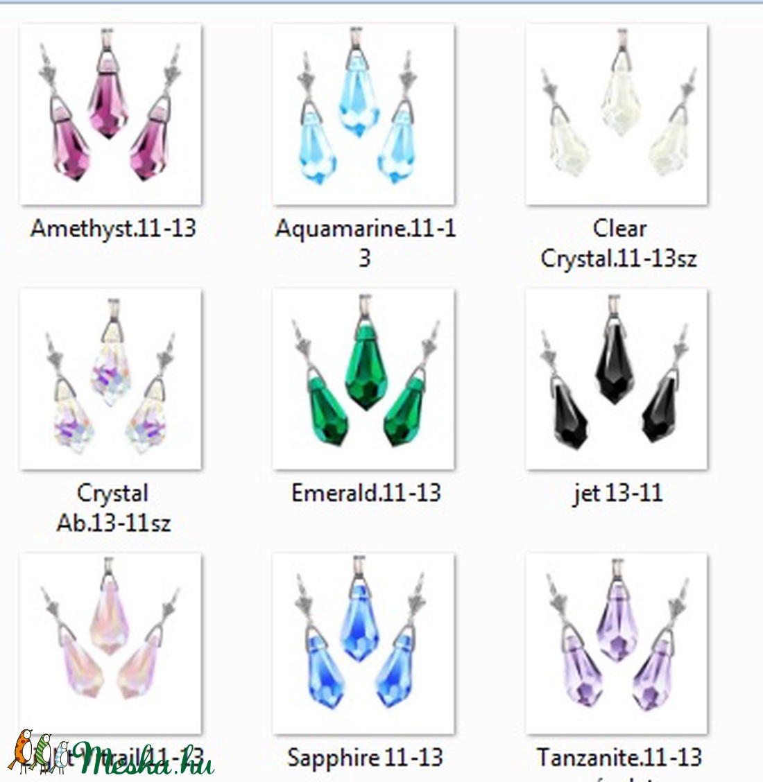 Ékszerek-szettek: Swarovski csepp fülbevaló-medál, ezüstözött kapoccsal SSZEB-SW6000-SZ11-13 - ékszer - ékszerszett - Meska.hu