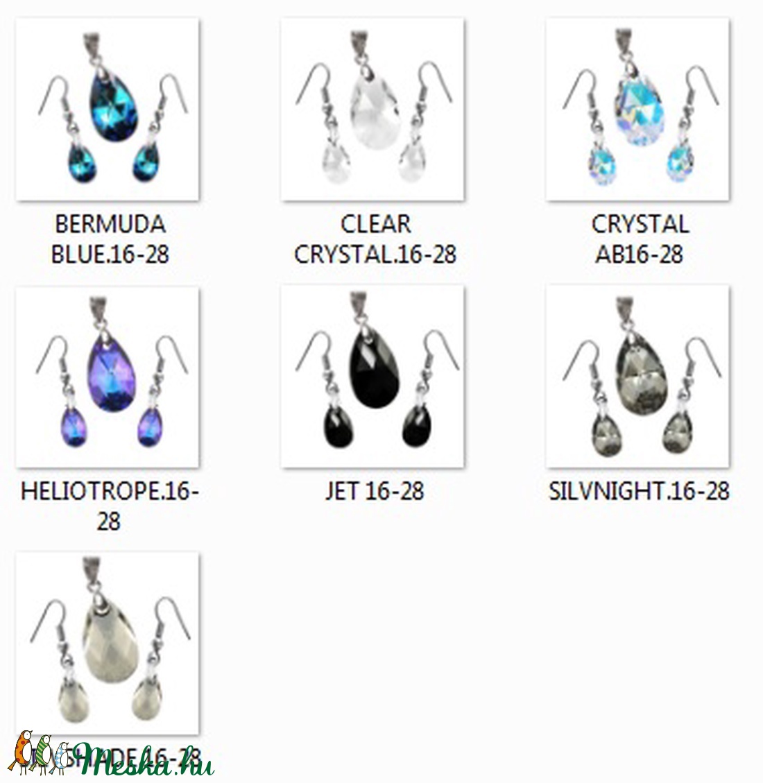 Swarovski kristály 16-28 mm-es csepp szett több színben - ékszer - ékszerszett - Meska.hu