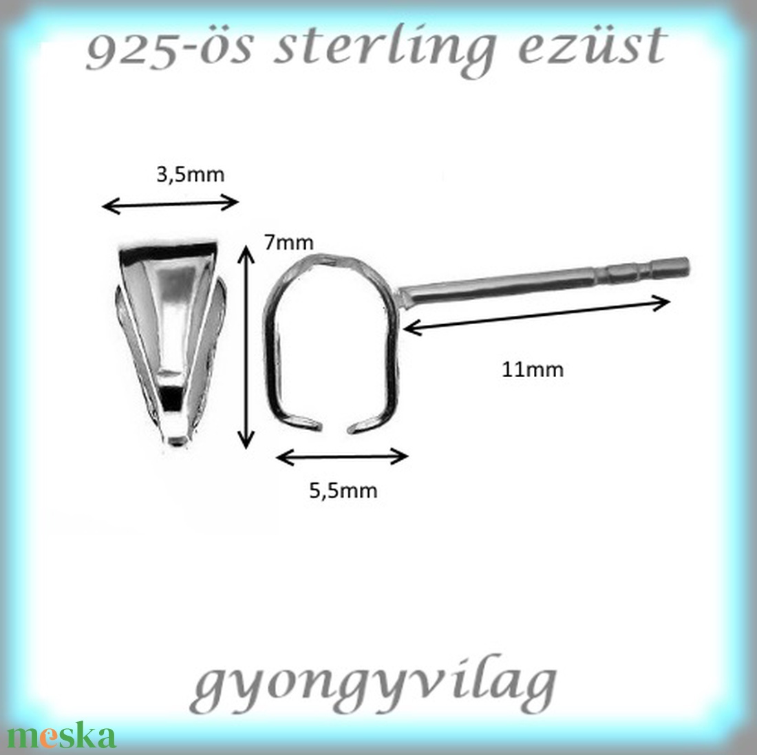 925-ös sterling ezüst ékszerkellék: fülbevaló kapocs, bedugós EFK B 34 - kellékek & szerszámok - gyöngy, ékszerkellék - egyéb alkatrész - Meska.hu