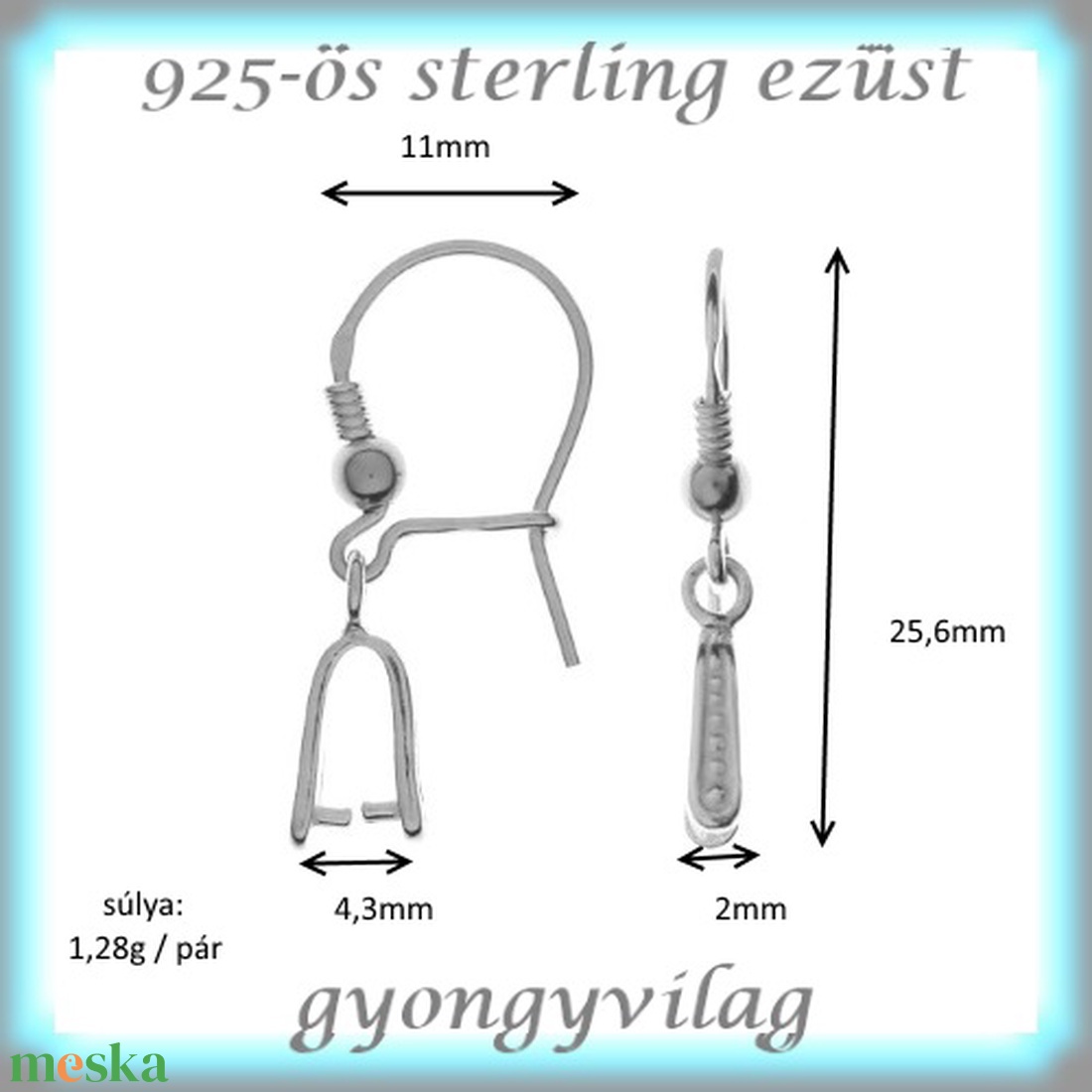  925-ös sterling ezüst ékszerkellék: fülbevaló kapocs, biztonsági-francia kapcsos EFK K 29e - kellékek & szerszámok - gyöngy, ékszerkellék - egyéb alkatrész - Meska.hu