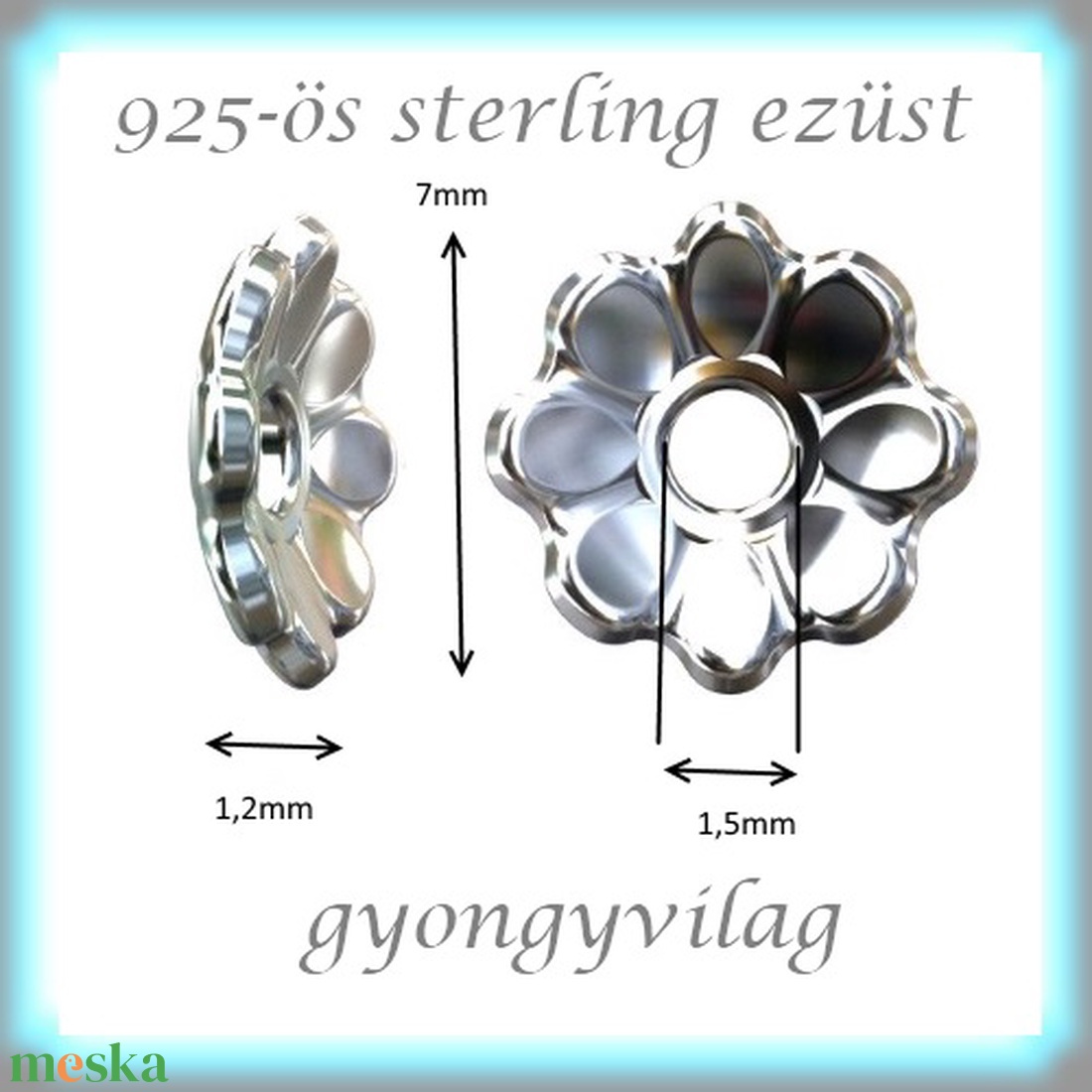 925-ös sterling ezüst ékszerkellék: gyöngykupak EGYK 35  2db/csomag - kellékek & szerszámok - gyöngy, ékszerkellék - fém köztesek - Meska.hu