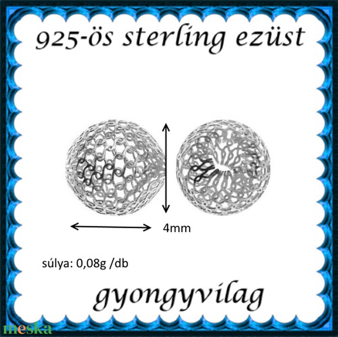 925-ös sterling ezüst ékszerkellék: köztes / gyöngy / dísz EKÖ 26-4   3db/cs - kellékek & szerszámok - gyöngy, ékszerkellék - fém köztesek - Meska.hu