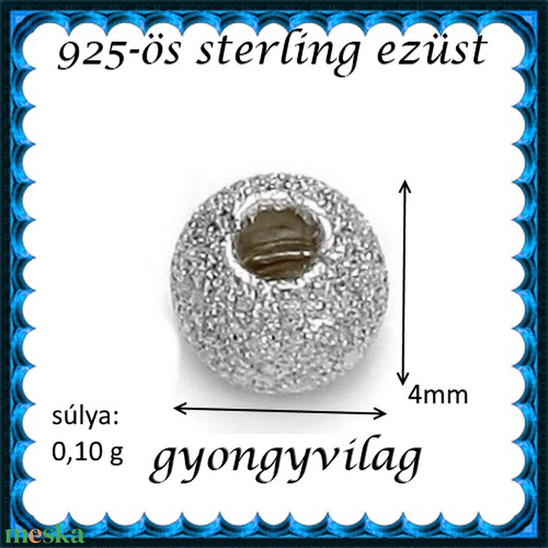 925-ös sterling ezüst ékszerkellék: köztes/gyöngy/díszitőelem EKÖ 34-4 - kellékek & szerszámok - gyöngy, ékszerkellék - fém köztesek - Meska.hu