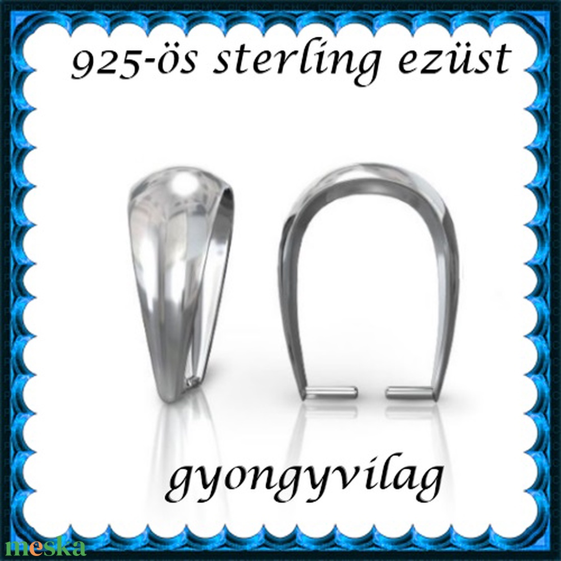 925-ös sterling ezüst ékszerkellék: medáltartó, medálkapocs EMK 77-7 - kellékek & szerszámok - gyöngy, ékszerkellék - egyéb alkatrész - Meska.hu