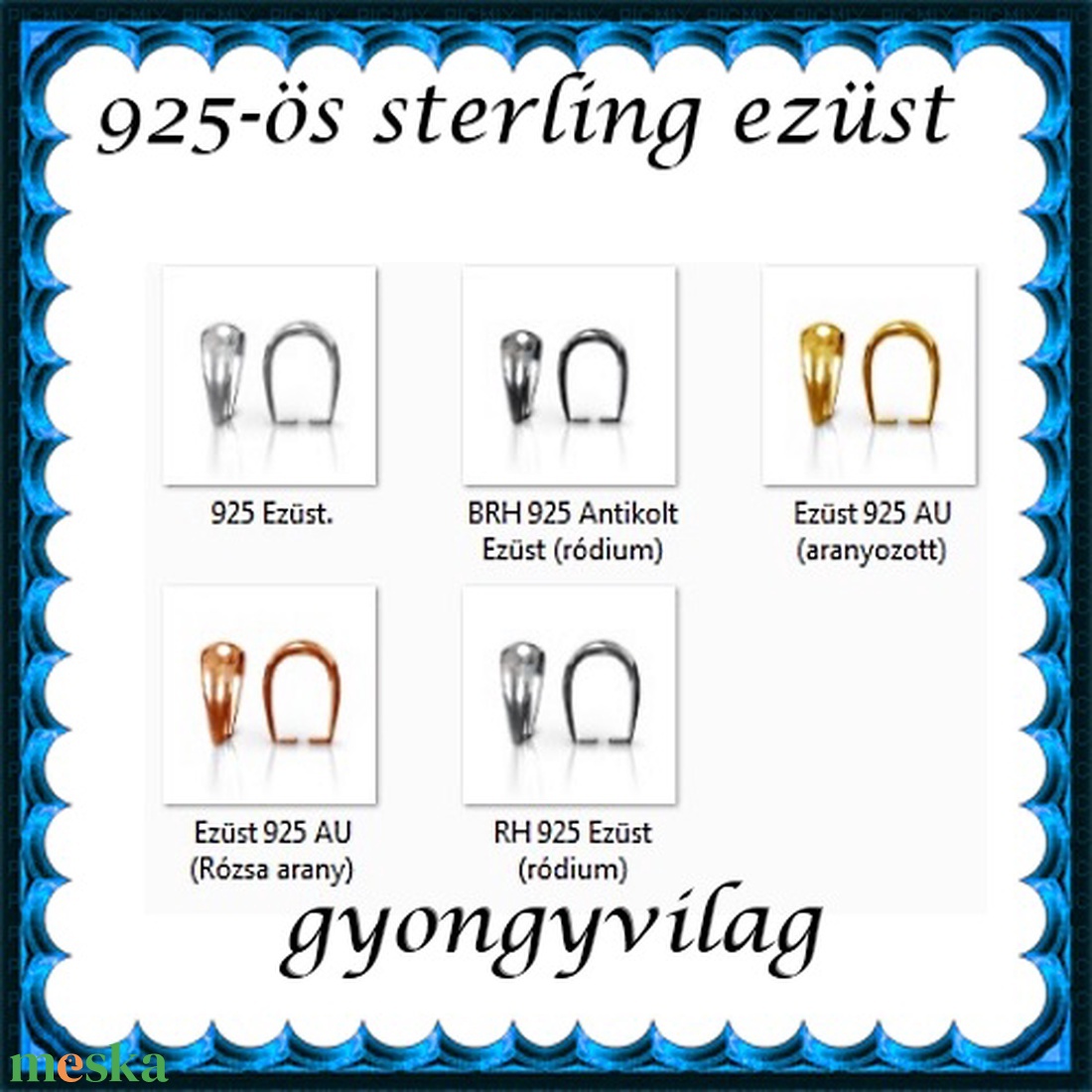 925-ös sterling ezüst ékszerkellék: medáltartó, medálkapocs EMK 77-9 - kellékek & szerszámok - gyöngy, ékszerkellék - egyéb alkatrész - Meska.hu