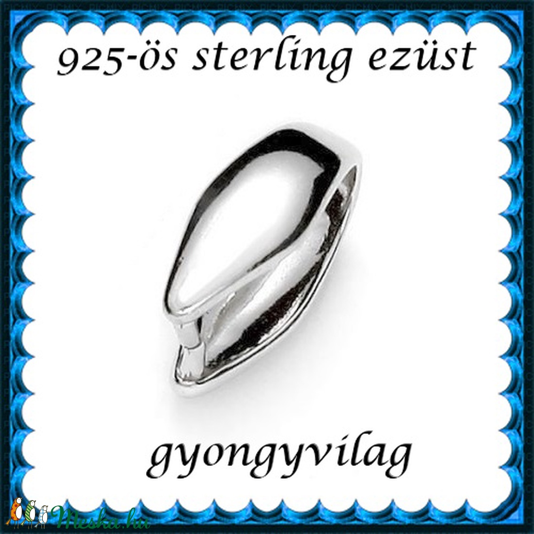 925-ös sterling ezüst ékszerkellék: medáltartó, medálkapocs EMK 81 - kellékek & szerszámok - gyöngy, ékszerkellék - egyéb alkatrész - Meska.hu