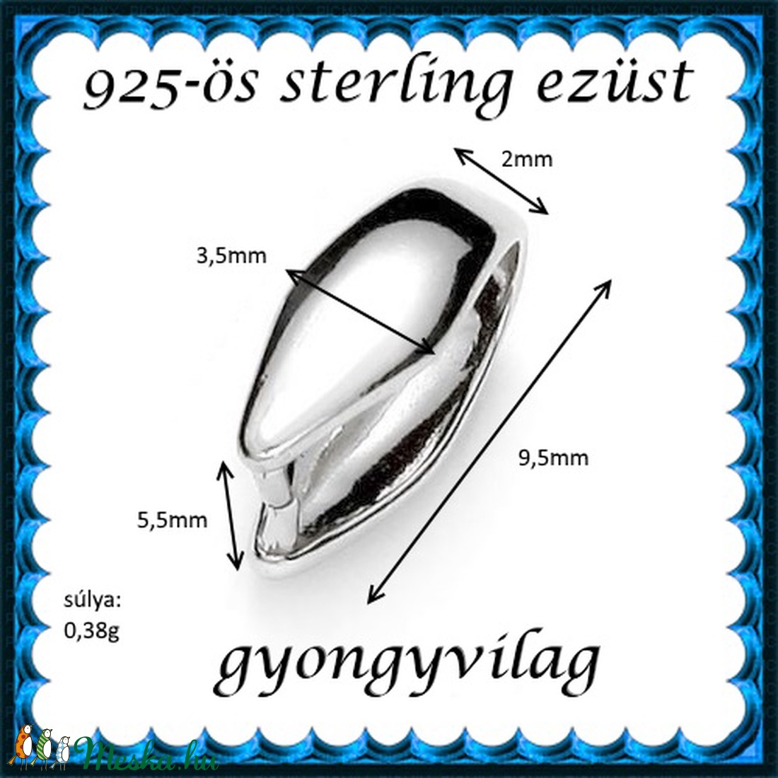 925-ös sterling ezüst ékszerkellék: medáltartó, medálkapocs EMK 81 - kellékek & szerszámok - gyöngy, ékszerkellék - egyéb alkatrész - Meska.hu