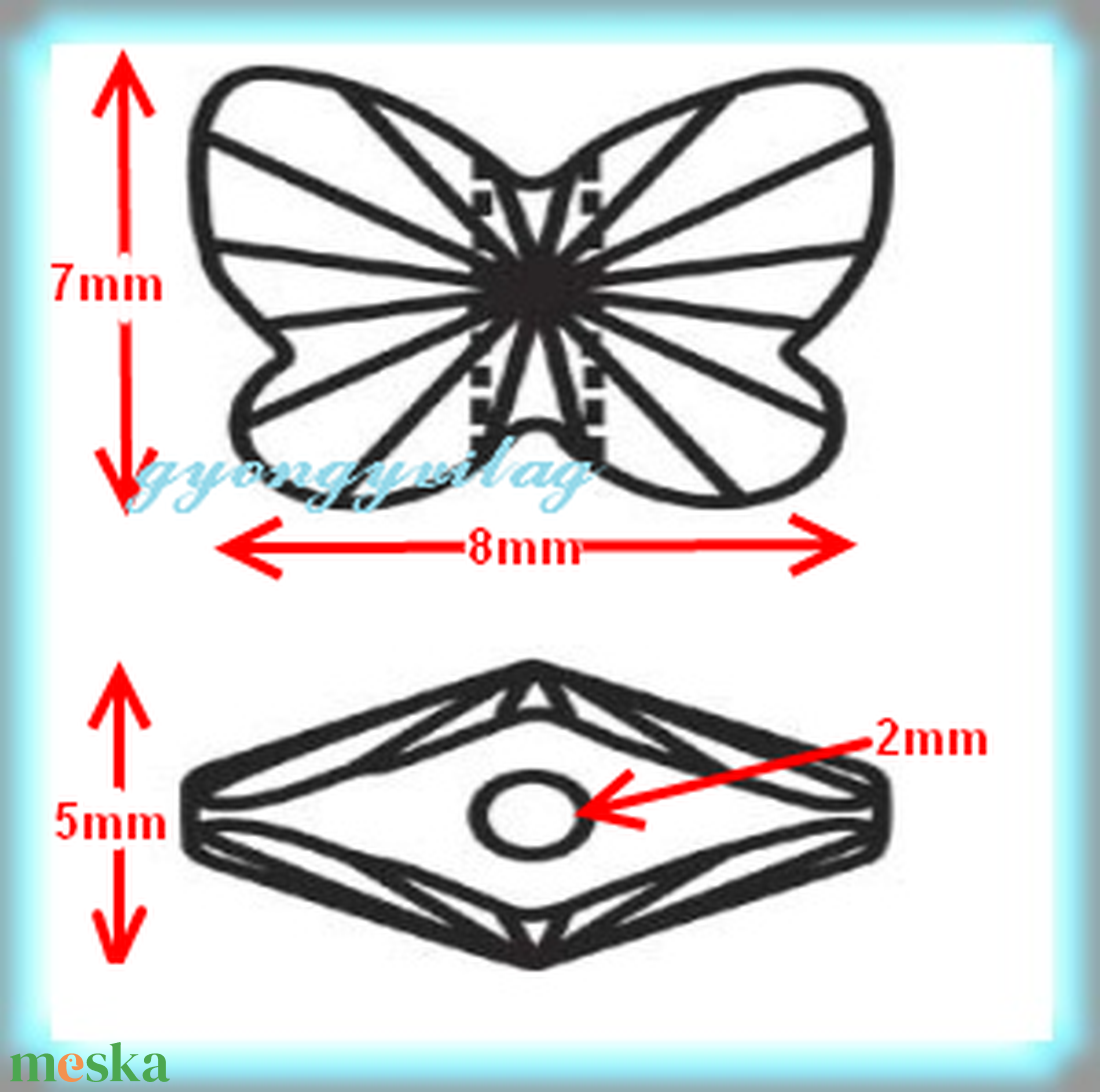 Swarovski kristály gyöngy: SWGY pillangó (5754) fűzhető 8mm több szín - kellékek & szerszámok - gyöngy, ékszerkellék - swarovski kristályok - Meska.hu