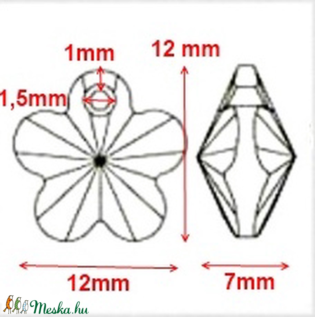 Ékszerkellék: Swarovski virág 12mm-es több színben - kellékek & szerszámok - gyöngy, ékszerkellék - swarovski kristályok - Meska.hu