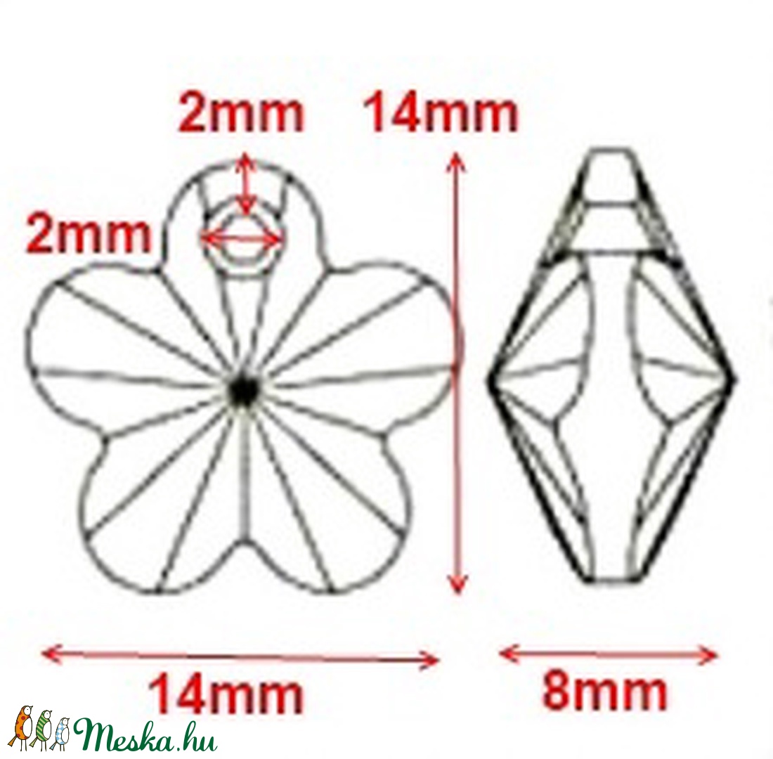 Ékszerkellék: Swarovski virág 14mm-es több színben - kellékek & szerszámok - gyöngy, ékszerkellék - swarovski kristályok - Meska.hu