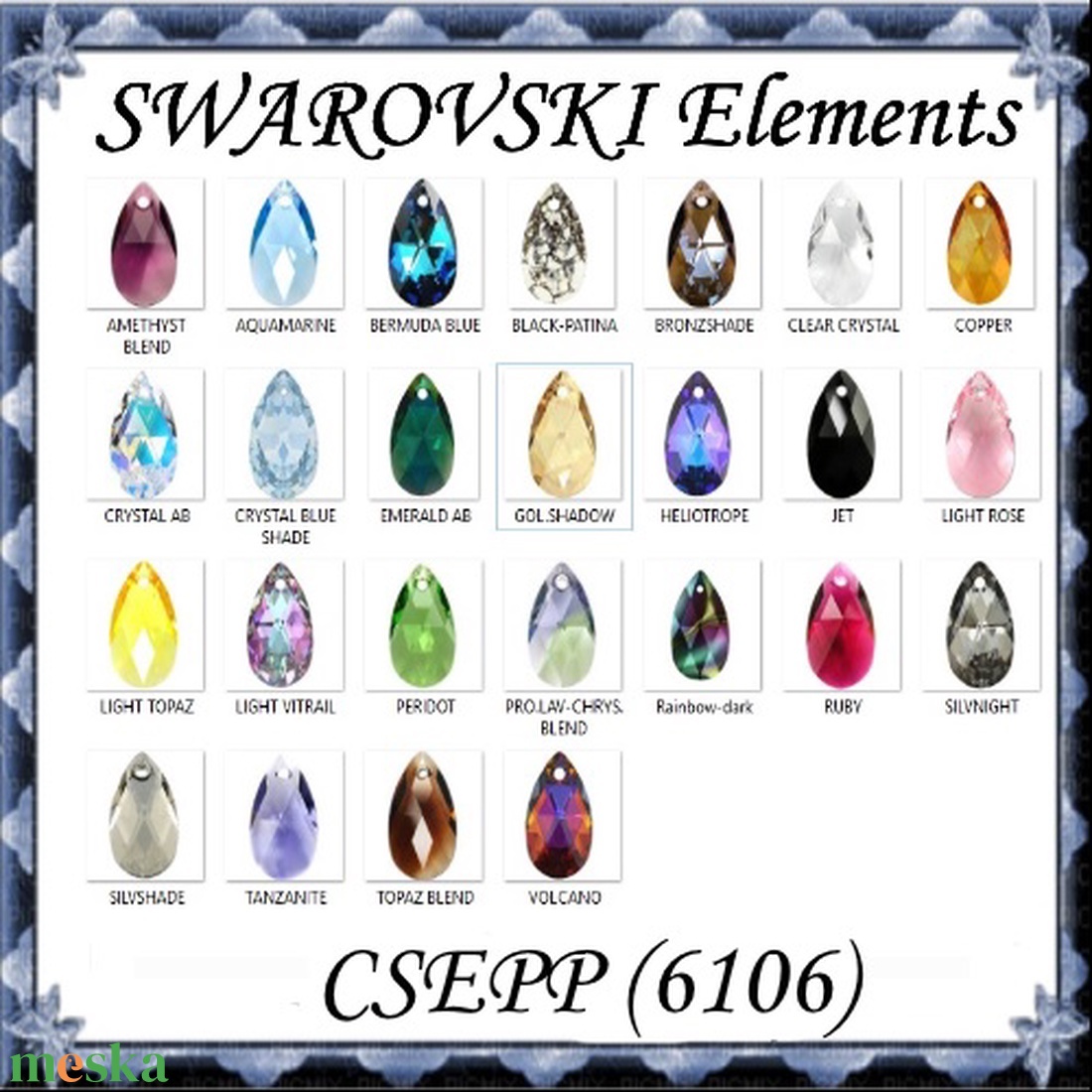 Ékszerkellék: Swarovski csepp 16mm-es több színben SW6106-16 - kellékek & szerszámok - gyöngy, ékszerkellék - swarovski kristályok - Meska.hu