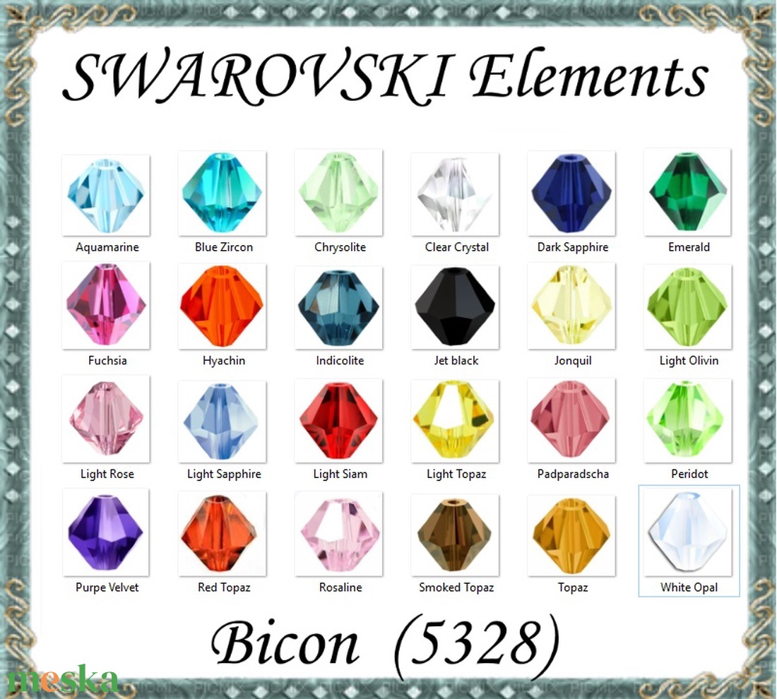 Ékszerkellék: Swarovski bicon 3mm-es  több színben  SWGY5328-3 - kellékek & szerszámok - gyöngy, ékszerkellék - swarovski kristályok - Meska.hu