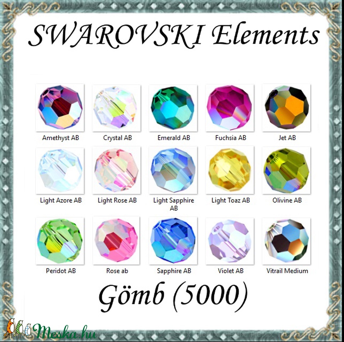 Ékszerkellék: Swarovski kristály gömb 8mm AB bevonatos 1db/csomag több színben - kellékek & szerszámok - gyöngy, ékszerkellék - swarovski kristályok - Meska.hu