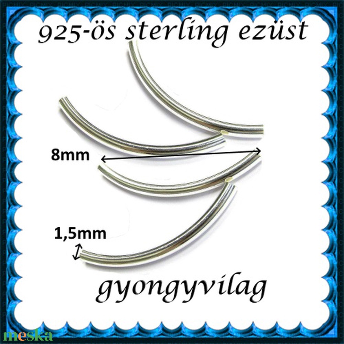 925-ös sterling ezüst ékszerkellék: köztes / gyöngy / dísz   EKÖ 13 8x1,5 - kellékek & szerszámok - gyöngy, ékszerkellék - fém köztesek - Meska.hu