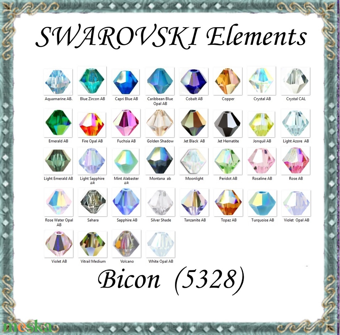 Ékszerkellék: Swarovski bicon 4mm-es AB bevonatos több színben SWGY5328-4AB 24db/csomag - kellékek & szerszámok - gyöngy, ékszerkellék - swarovski kristályok - Meska.hu