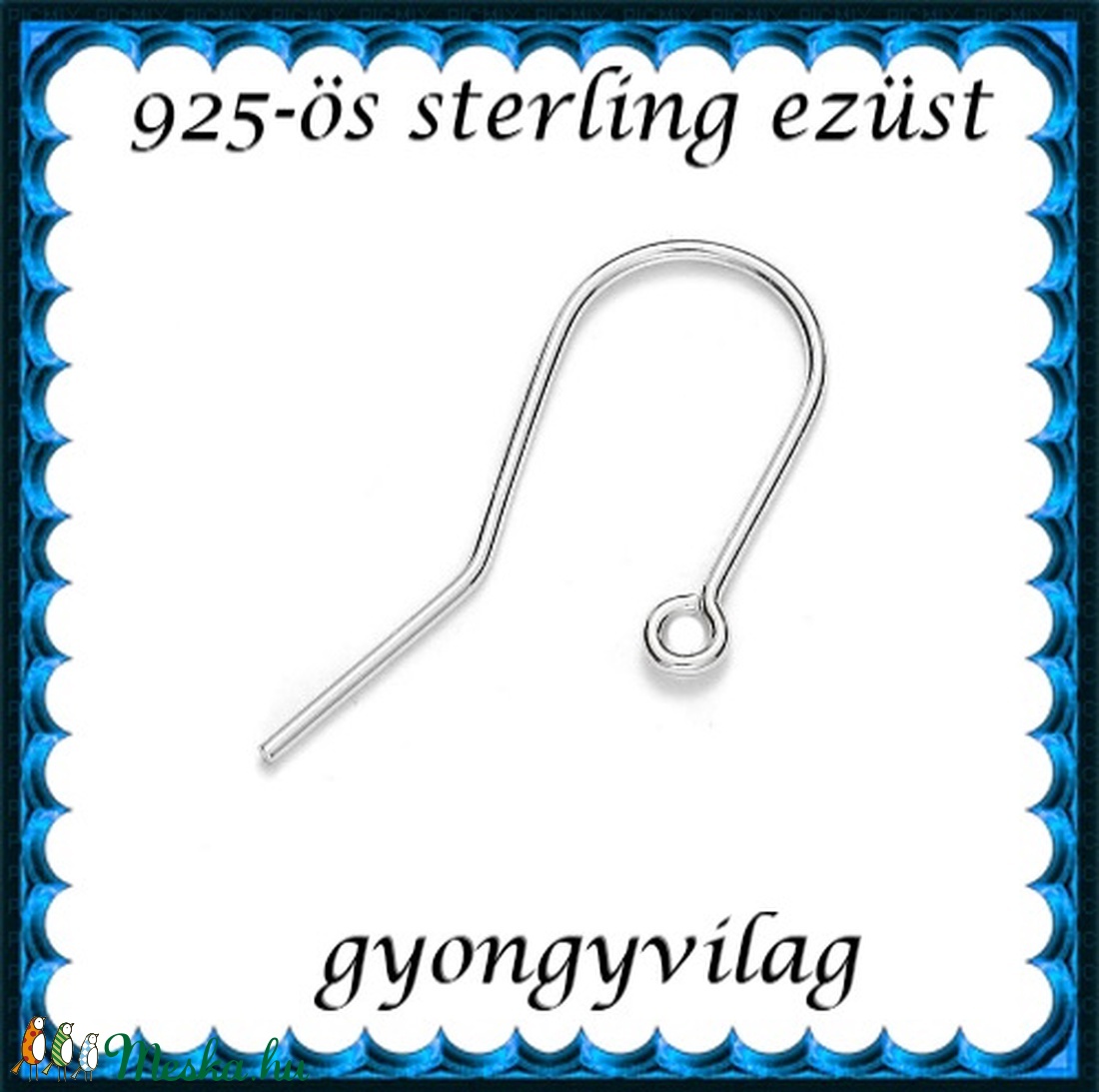 925-ös sterling ezüst ékszerkellék: fülbevalóalap akasztós EFK A 74 - kellékek & szerszámok - gyöngy, ékszerkellék - egyéb alkatrész - Meska.hu