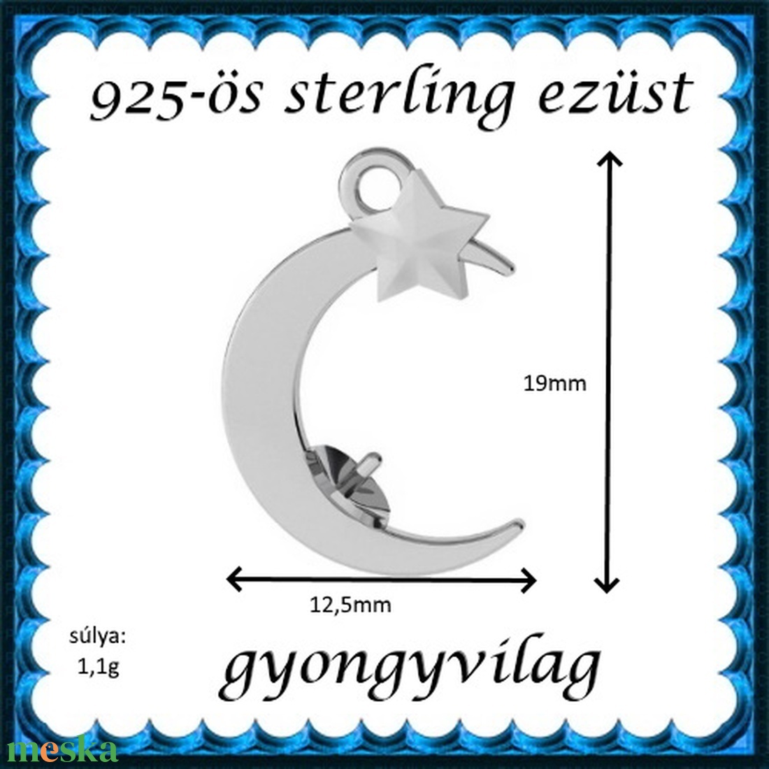 925-ös sterling ezüst ékszerkellék: medál / pandora / fityegő EMTÉ 21 - kellékek & szerszámok - gyöngy, ékszerkellék - fém köztesek - Meska.hu