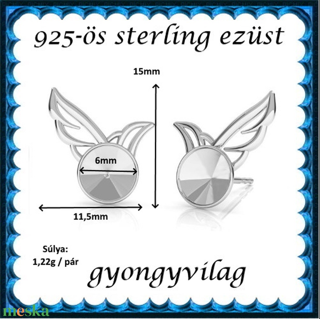 925-ös sterling ezüst ékszerkellék: fülbevalóalap bedugós EFK B 45E - kellékek & szerszámok - gyöngy, ékszerkellék - egyéb alkatrész - Meska.hu