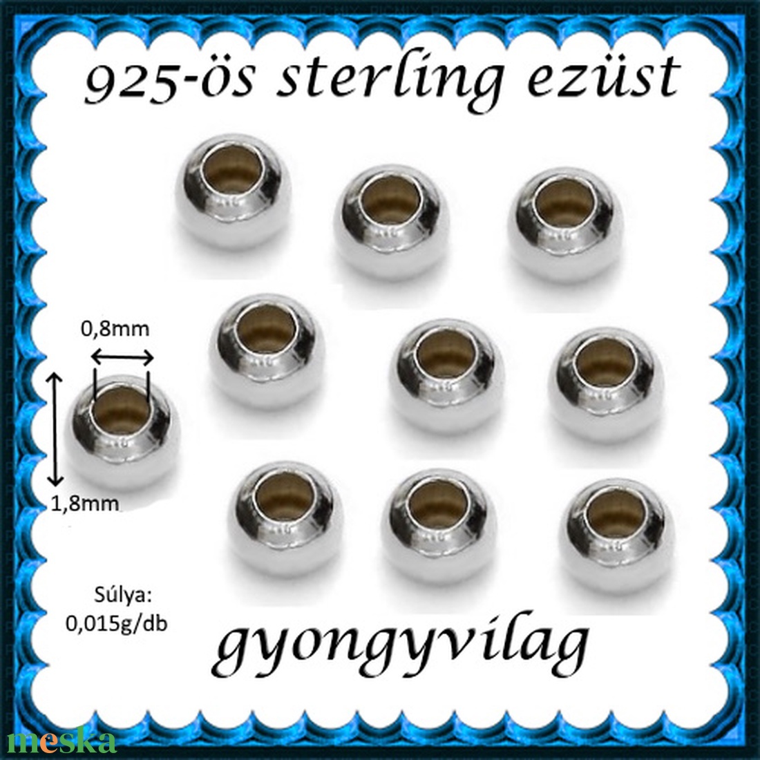 925-ös sterling ezüst ékszerkellék: köztes / gyöngy / dísz  EKÖ 10-1,8e  20db/csomag - kellékek & szerszámok - gyöngy, ékszerkellék - fém köztesek - Meska.hu