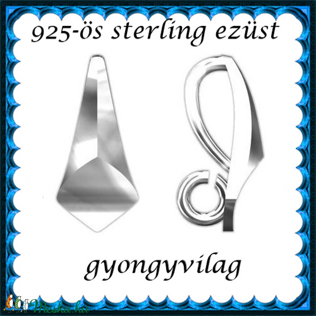 925-ös sterling ezüst ékszerkellék: medáltartó, medálkapocs EMK 94 - kellékek & szerszámok - gyöngy, ékszerkellék - egyéb alkatrész - Meska.hu