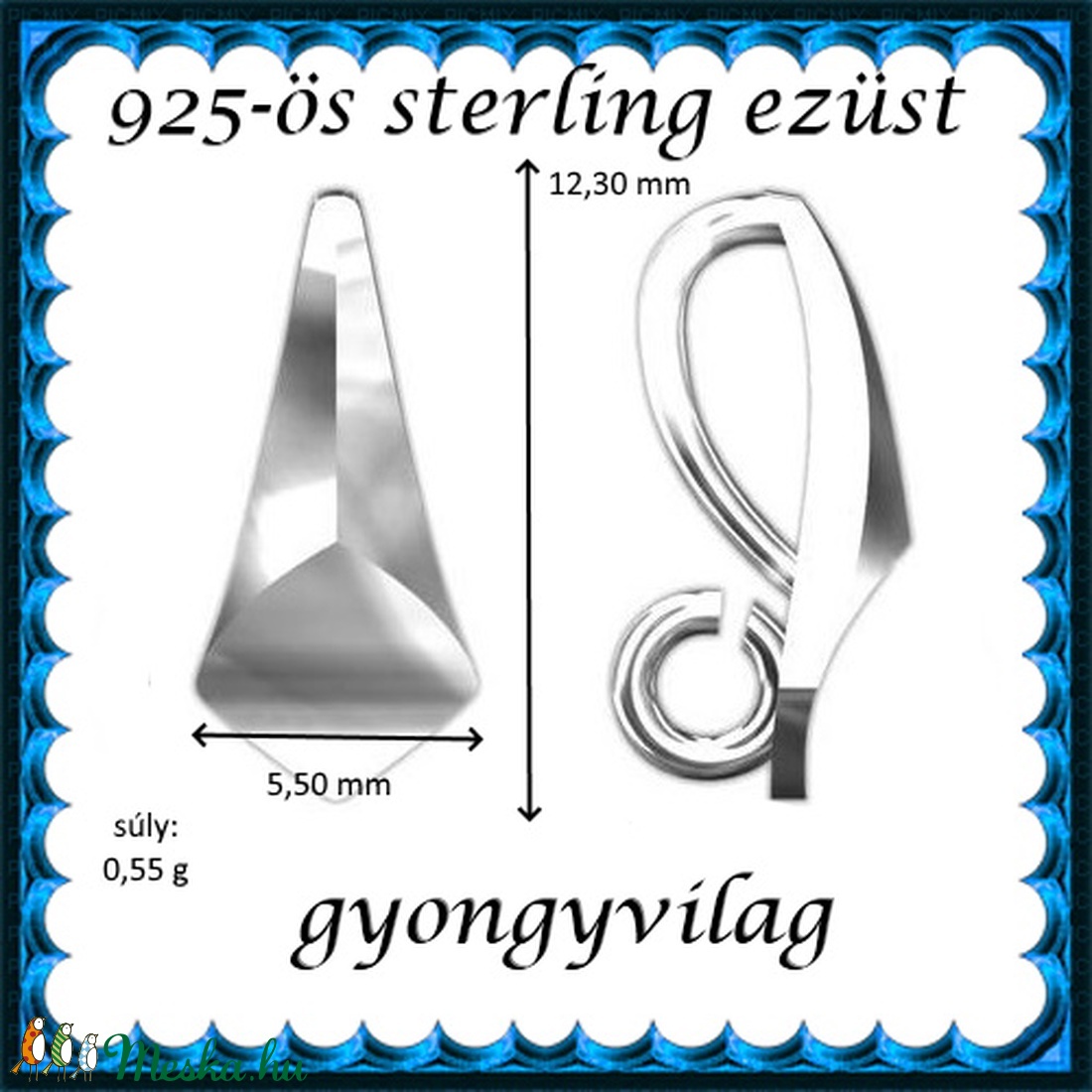 925-ös sterling ezüst ékszerkellék: medáltartó, medálkapocs EMK 94 - kellékek & szerszámok - gyöngy, ékszerkellék - egyéb alkatrész - Meska.hu