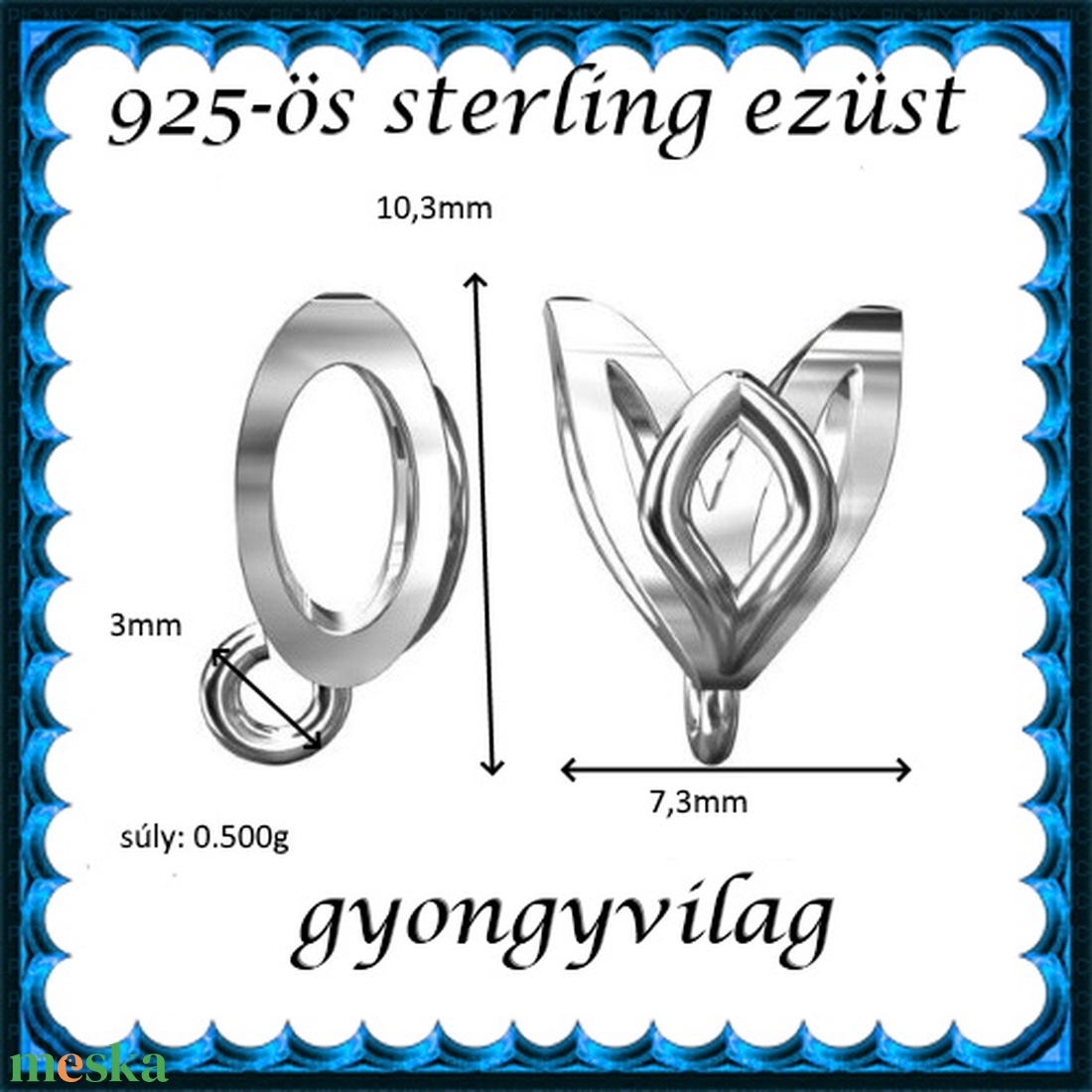 925-ös sterling ezüst ékszerkellék: medáltartó, medálkapocs EMK 96 - kellékek & szerszámok - gyöngy, ékszerkellék - egyéb alkatrész - Meska.hu