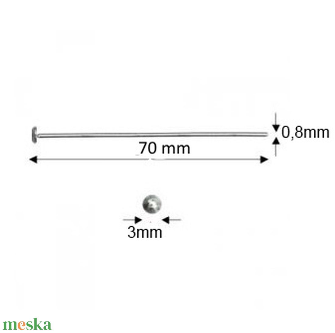 925-ös sterling ezüst ékszerkellék: szerelőpálca szög végű 70  x 0,8mm-es  - kellékek & szerszámok - gyöngy, ékszerkellék - egyéb alkatrész - Meska.hu