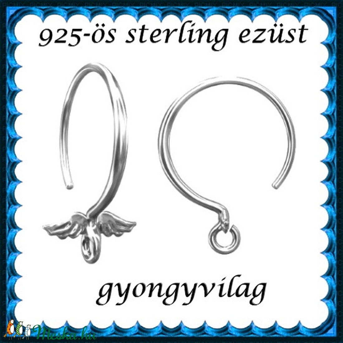  925-ös sterling ezüst ékszerkellék: fülbevalóalap akasztós EFK A 89 - kellékek & szerszámok - gyöngy, ékszerkellék - egyéb alkatrész - Meska.hu