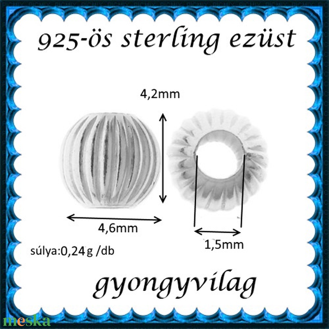 925-ös sterling ezüst ékszerkellék: köztes / gyöngy / dísz EKÖ 80-5 - kellékek & szerszámok - gyöngy, ékszerkellék - egyéb alkatrész - Meska.hu