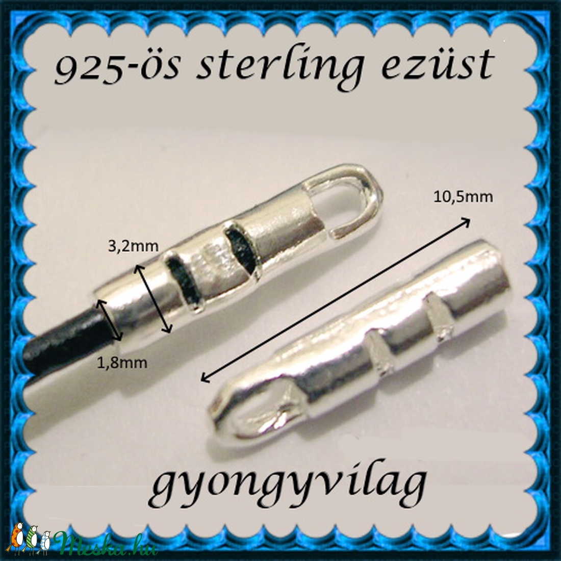 925-ös ezüst  lánckapocsvég 1,8mm-es 2db/cs ELK V 13-1,8 - kellékek & szerszámok - gyöngy, ékszerkellék - egyéb alkatrész - Meska.hu