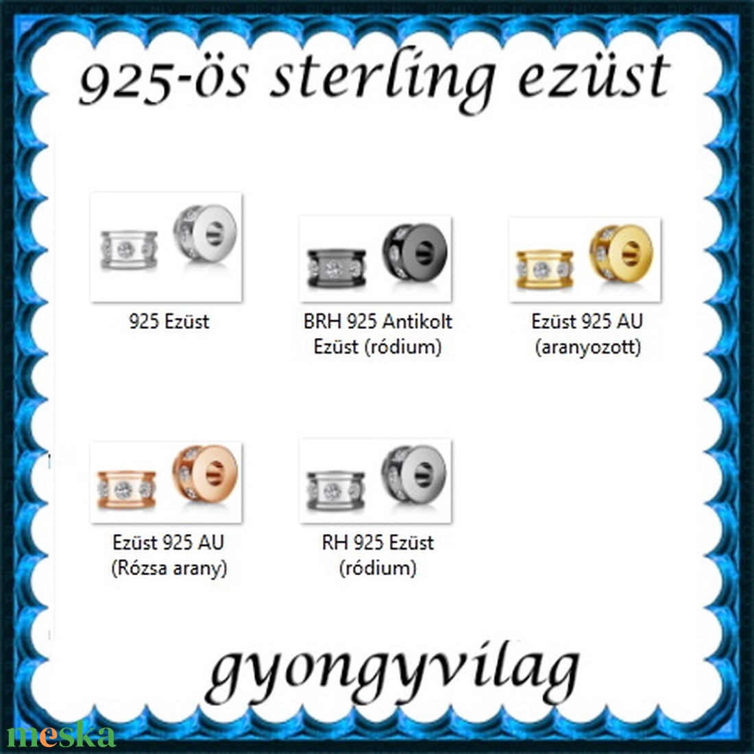 925-ös ezüst köztes / gyöngy / dísz EKÖ 91 - kellékek & szerszámok - gyöngy, ékszerkellék - fém köztesek - Meska.hu