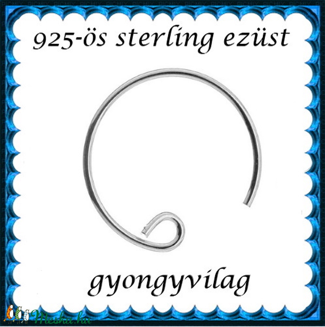  925-ös sterling ezüst ékszerkellék: fülbevalóalap akasztós EFK A 26-2 - kellékek & szerszámok - gyöngy, ékszerkellék - egyéb alkatrész - Meska.hu