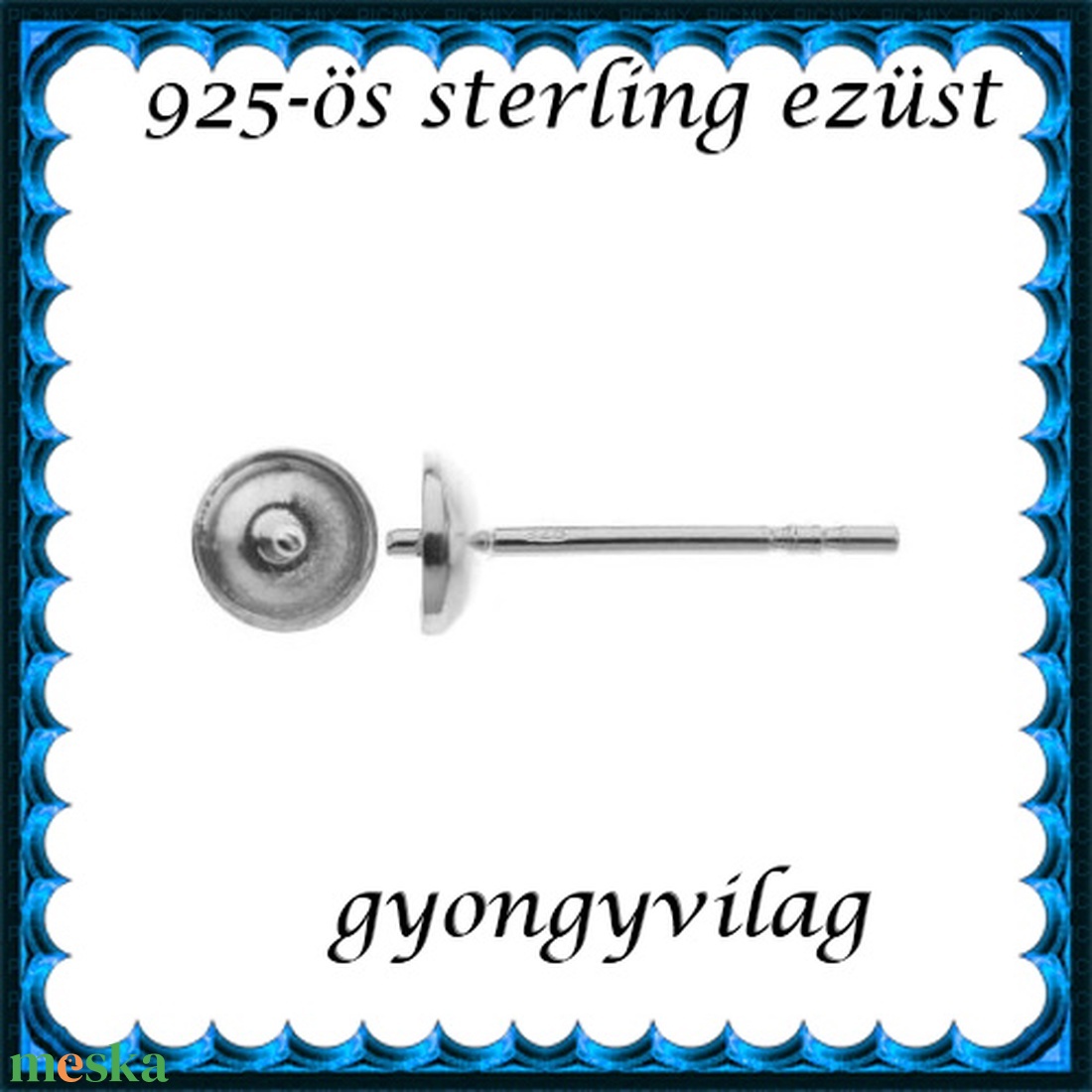 925-ös sterling ezüst ékszerkellék: fülbevaló kapocs, bedugós EFK B 12-3 - kellékek & szerszámok - ékszerkellék - fülbevaló kapocs - Meska.hu