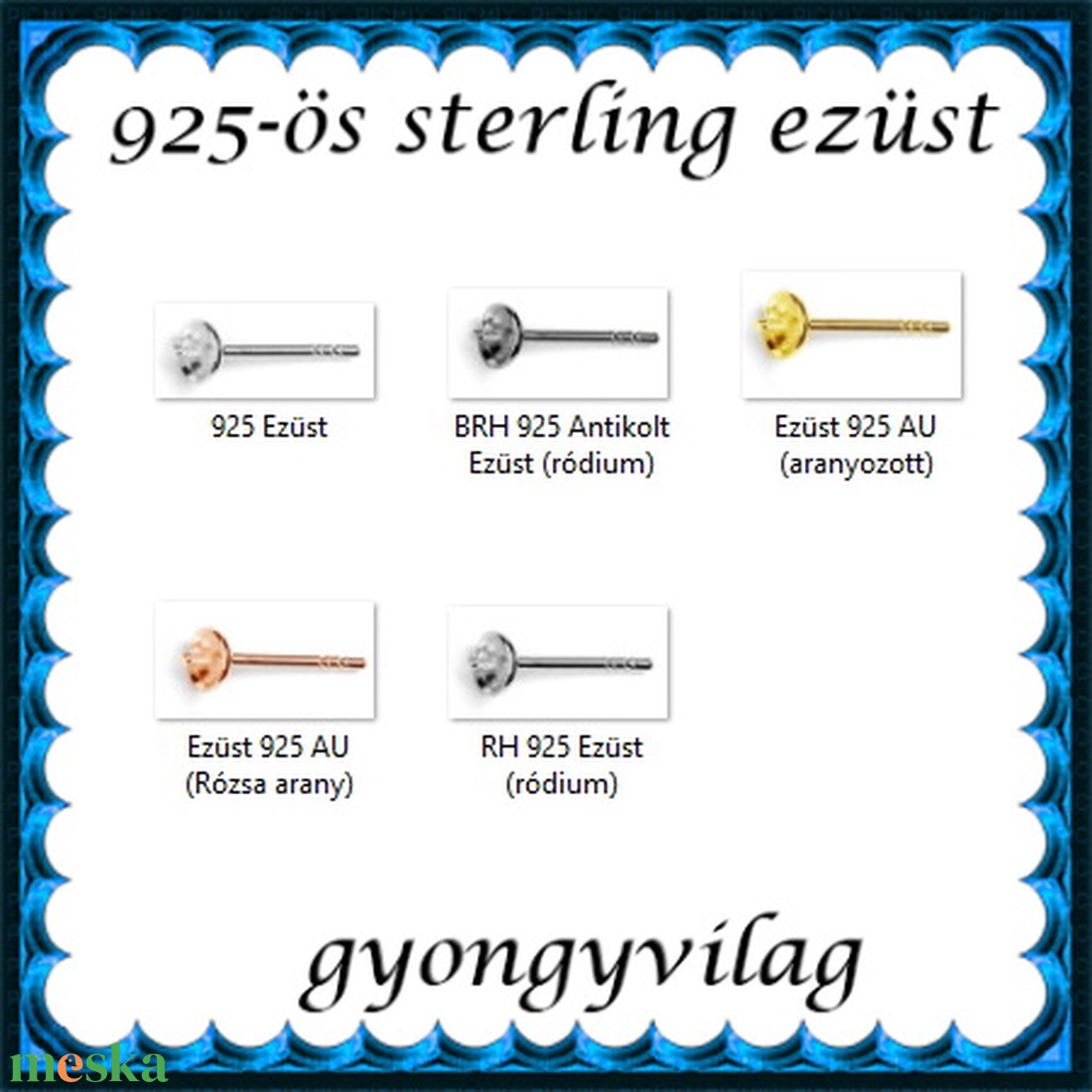 925-ös sterling ezüst ékszerkellék: fülbevaló kapocs, bedugós EFK B 12-3 - kellékek & szerszámok - ékszerkellék - fülbevaló kapocs - Meska.hu