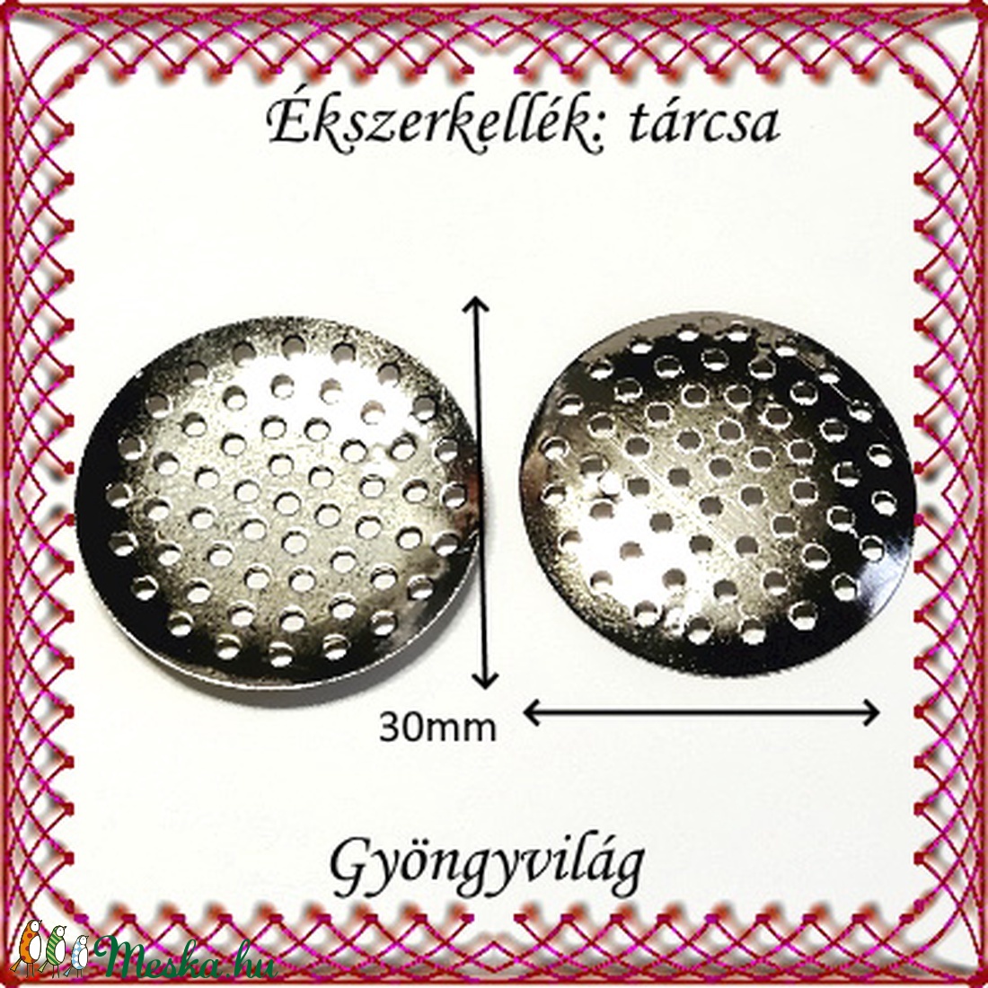 Ékszekellék: tárcsa BEK T01-30 4db/ cs - kellékek & szerszámok - gyöngy, ékszerkellék - egyéb alkatrész - Meska.hu