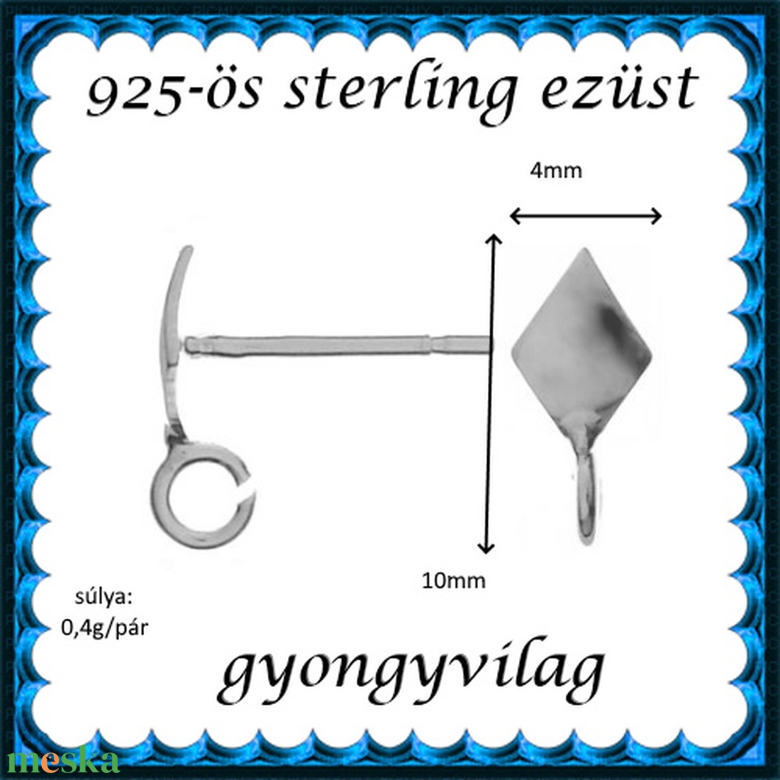 925-ös sterling ezüst ékszerkellék: fülbevaló kapocs, bedugós EFK B 52 - kellékek & szerszámok - gyöngy, ékszerkellék - egyéb alkatrész - Meska.hu