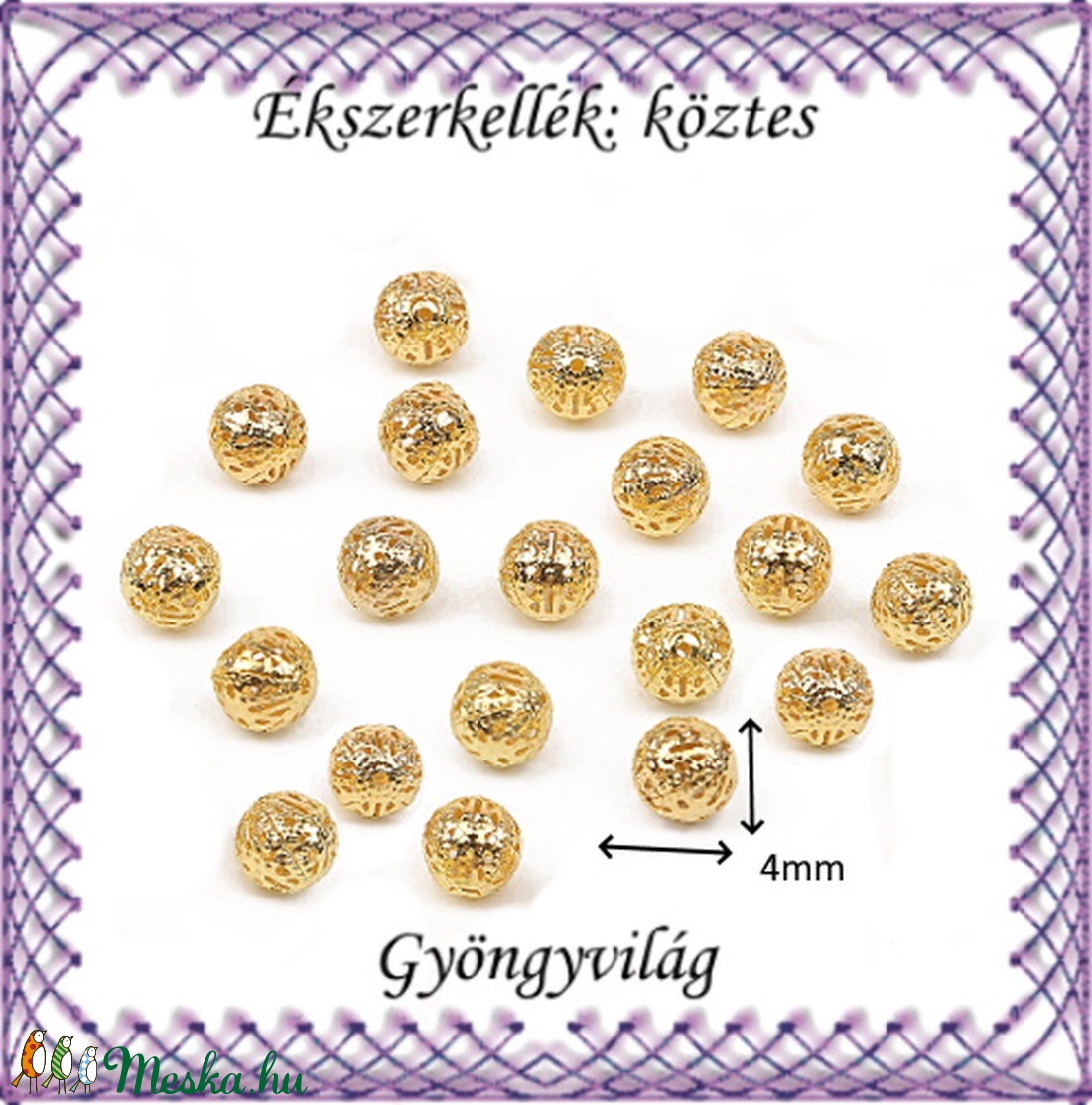 Ékszerkellék: köztes / díszítőelem / gyöngy BKÖ 1S 32-4a 30db/csomag - kellékek & szerszámok - gyöngy, ékszerkellék - fém köztesek - Meska.hu