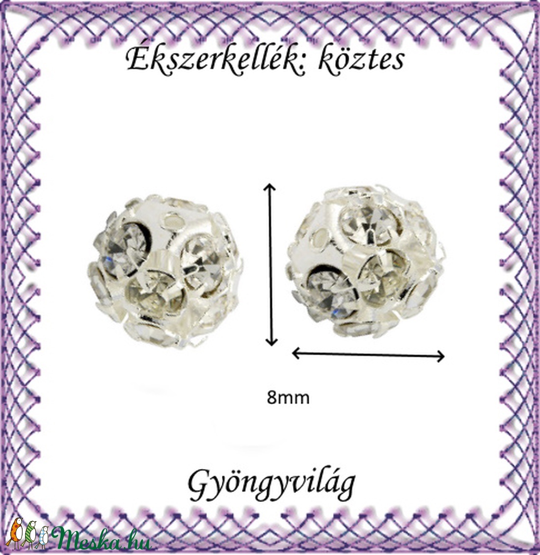 Ékszerkellék: köztes / díszítőelem / gyöngy BKÖ 1S 36-8e clear 4db/csomag - kellékek & szerszámok - gyöngy, ékszerkellék - fém köztesek - Meska.hu