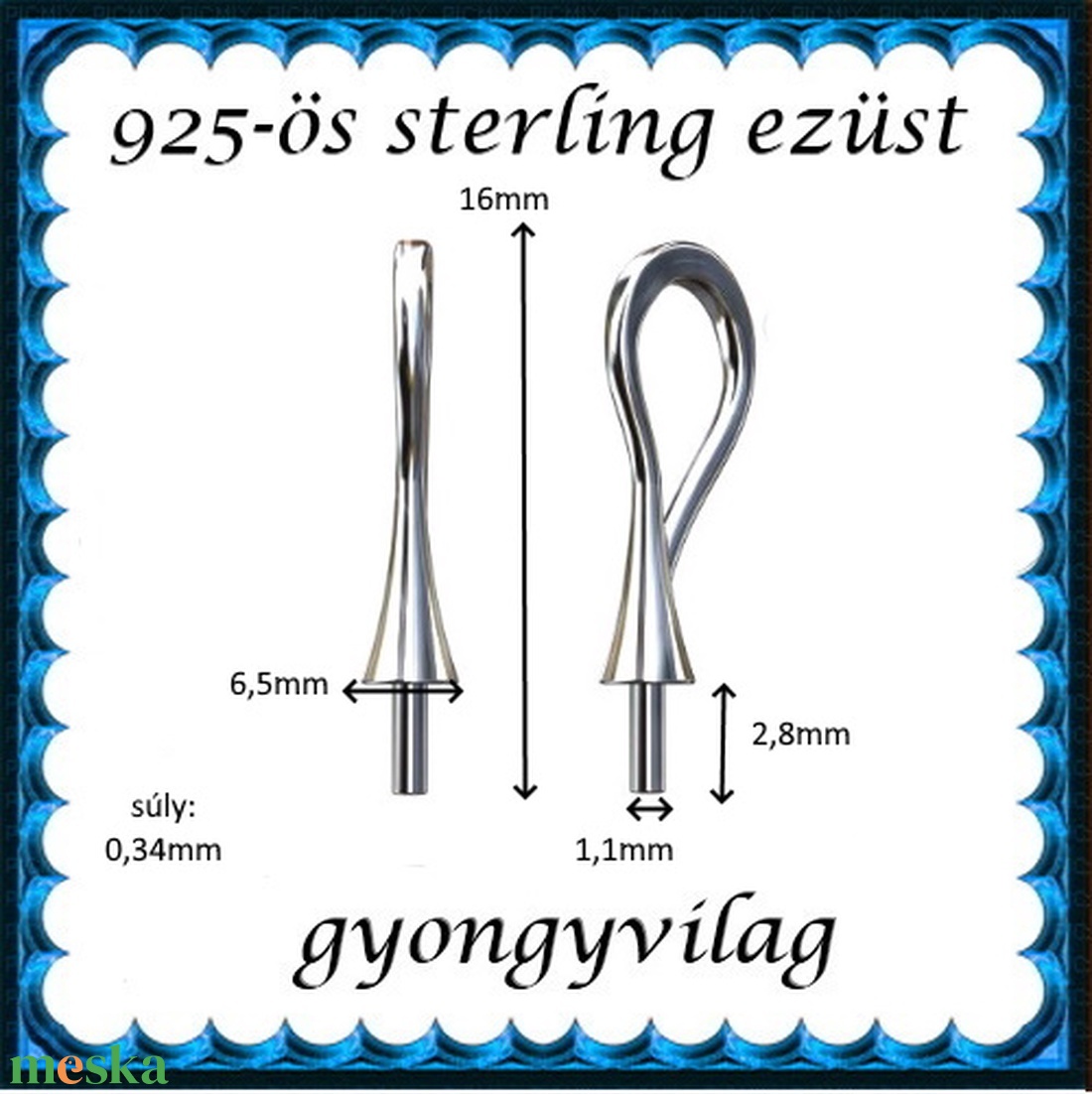 925-ös sterling ezüst ékszerkellék: medáltartó, medálkapocs EMK 109e - kellékek & szerszámok - gyöngy, ékszerkellék - egyéb alkatrész - Meska.hu