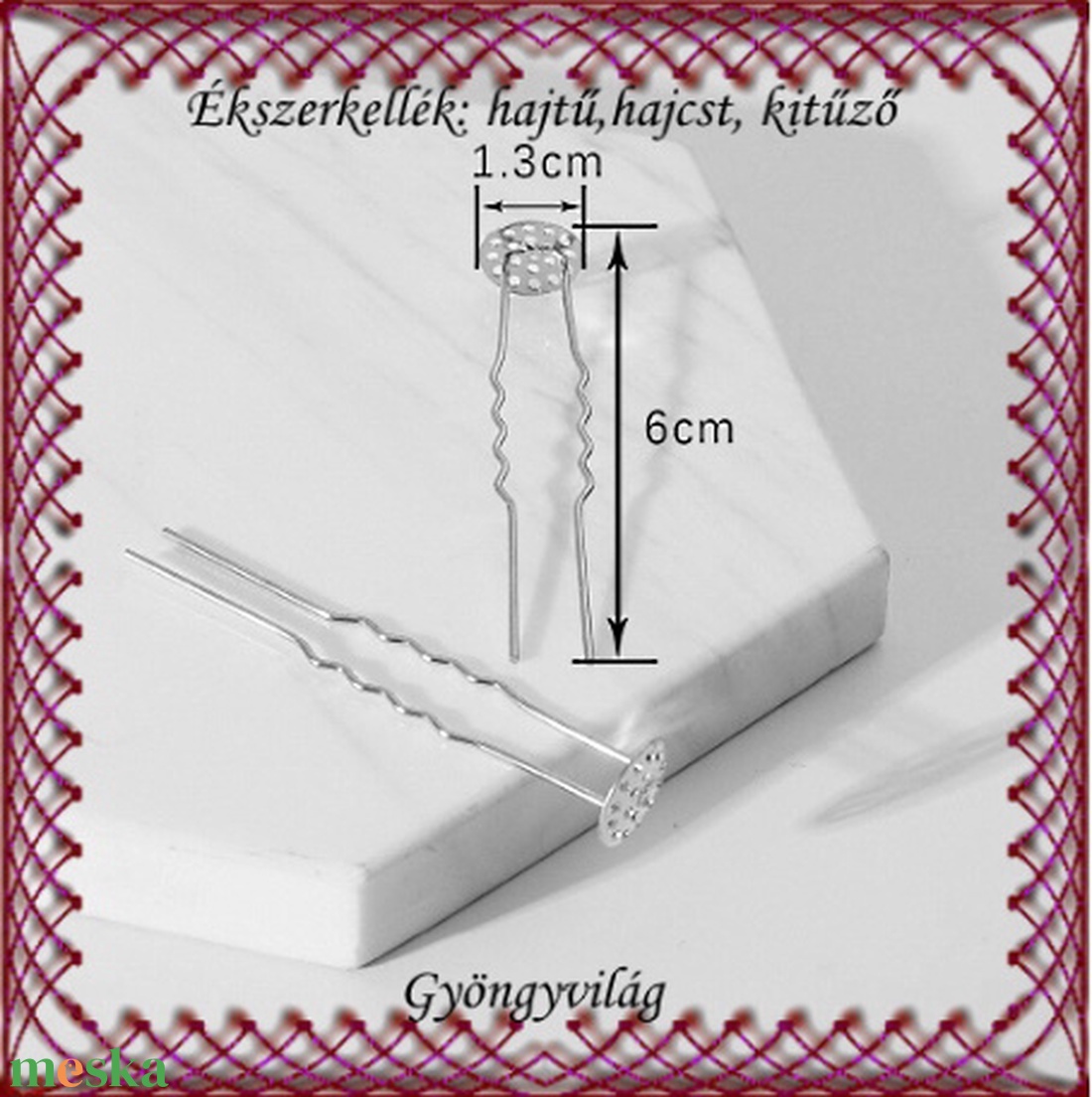 Ékszerkellék: hajtű, hajcsat, kitűző BEK H03 13  5db/ cs - kellékek & szerszámok - gyöngy, ékszerkellék - egyéb alkatrész - Meska.hu