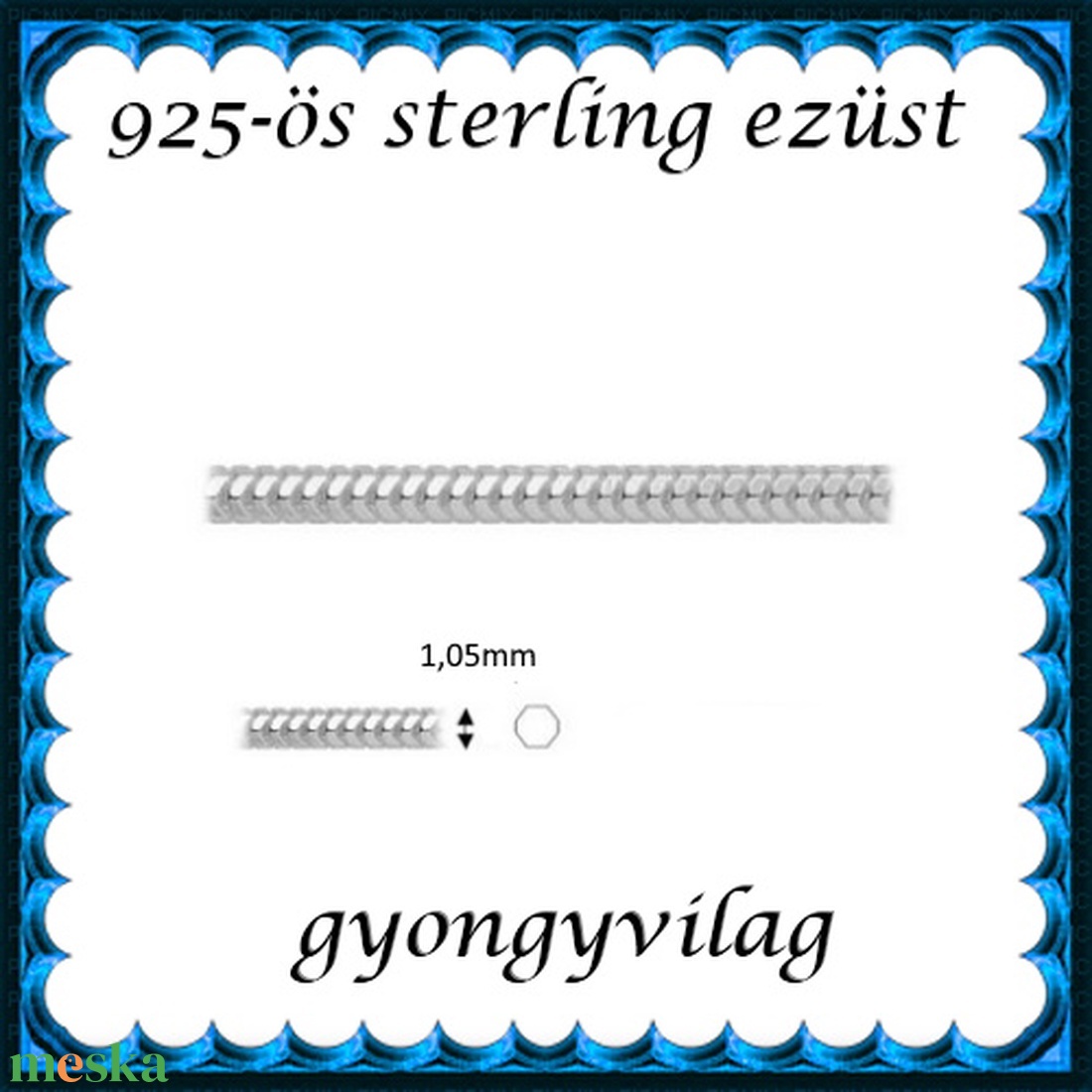 925-ös ezüst lánc méterben 925 EL03-1,05 - kellékek & szerszámok - gyöngy, ékszerkellék - egyéb alkatrész - Meska.hu