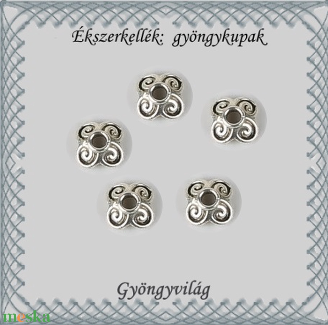 Ékszerkellék: gyöngykupak BGYK 25 7,8mm-es 15db/csomag - kellékek & szerszámok - gyöngy, ékszerkellék - fém köztesek - Meska.hu