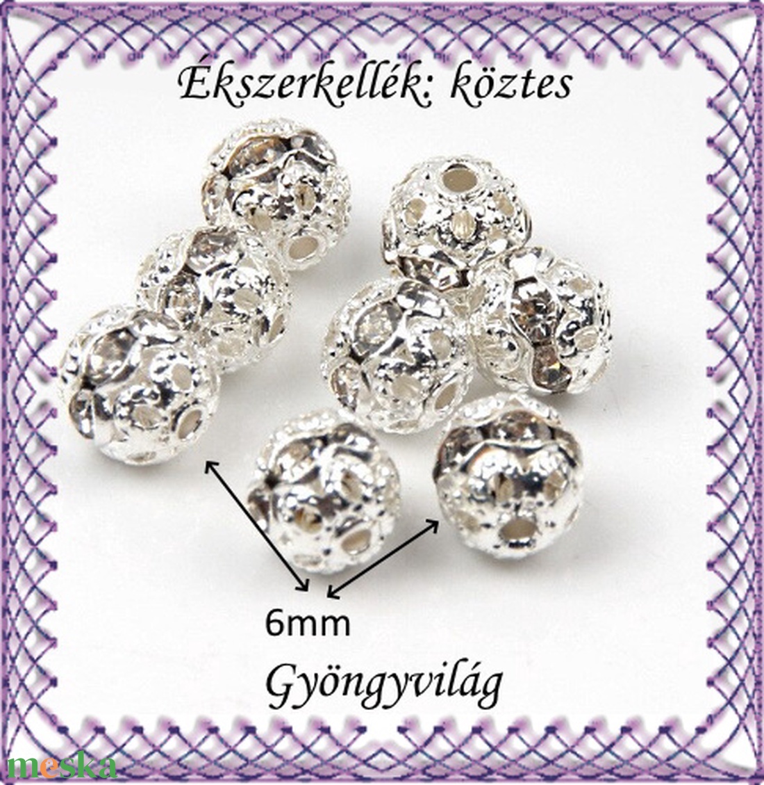 Ékszerkellék: köztes / díszítőelem / gyöngy BKÖ 1S 37-6e crystal  5db/csomag - kellékek & szerszámok - gyöngy, ékszerkellék - fém köztesek - Meska.hu