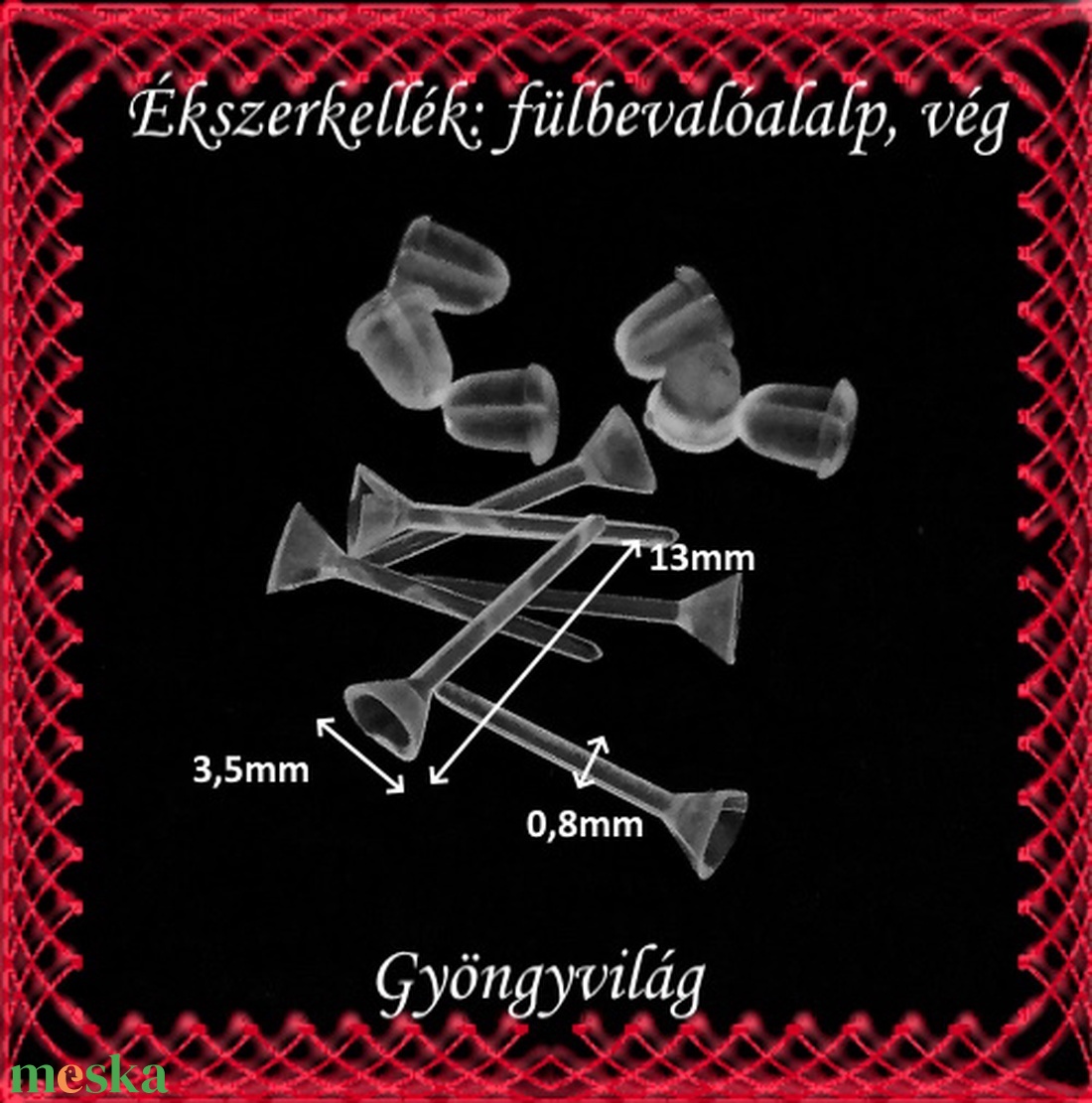 Ékszerkellék: fülbevaló alap BFK-SZ 01-3,5 mm 20pár/cs - kellékek & szerszámok - gyöngy, ékszerkellék - egyéb alkatrész - Meska.hu