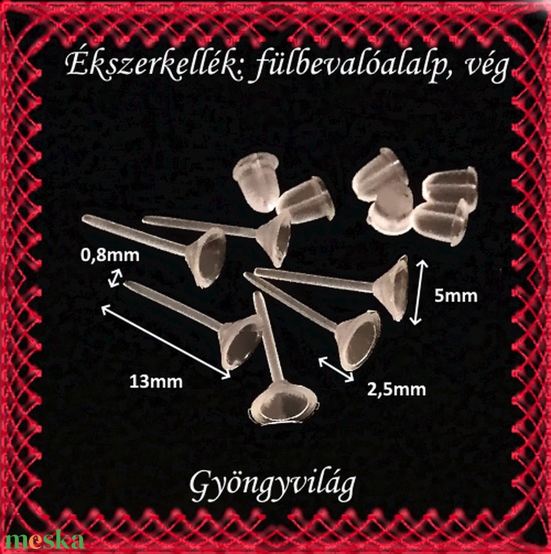 Ékszerkellék: fülbevaló alap BFK-SZ 01-5x2,5 mm 20pár/cs - kellékek & szerszámok - gyöngy, ékszerkellék - egyéb alkatrész - Meska.hu