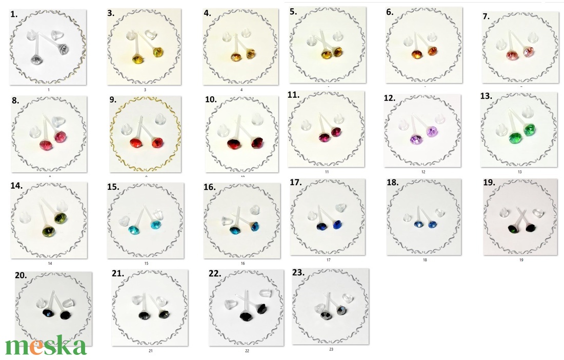 Ékszerek-fülbevalók: szilikon fülbevaló SFSZ-K01-4,5 kristály köves 4,5mm-es több színben - ékszer - fülbevaló - pötty fülbevaló - Meska.hu