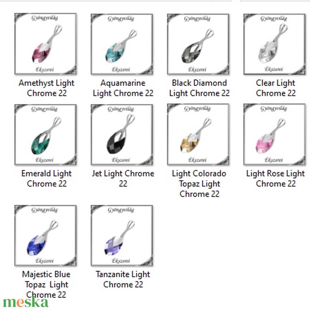 Swarovski csepp medál, 925-ös sterling ezüst kapoccsal  SSZE-SW6565-M22 - ékszer - nyaklánc - medál - Meska.hu